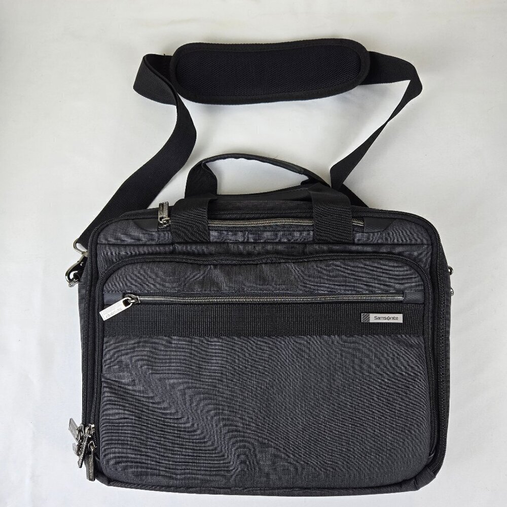 Samsonite Gray Computer Laptop Travel Bag Double Handles Detachable Strap
